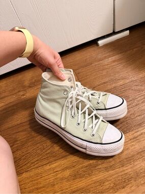 Converse High-Top Canvas Sneakers in Pale Mint Green